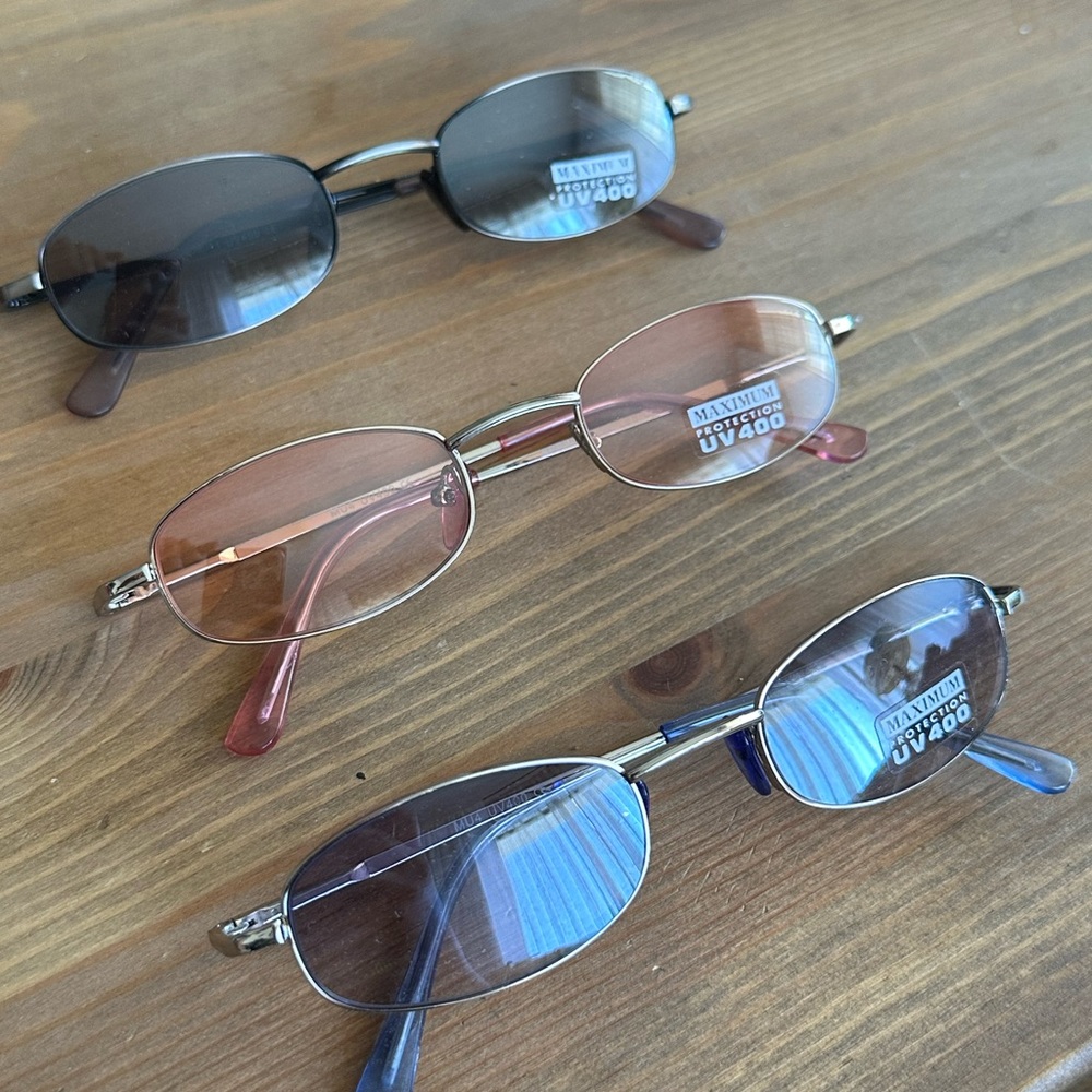 Deadstock New Vintage Y2K Blue or Pink Small Rectangle Sunglasses